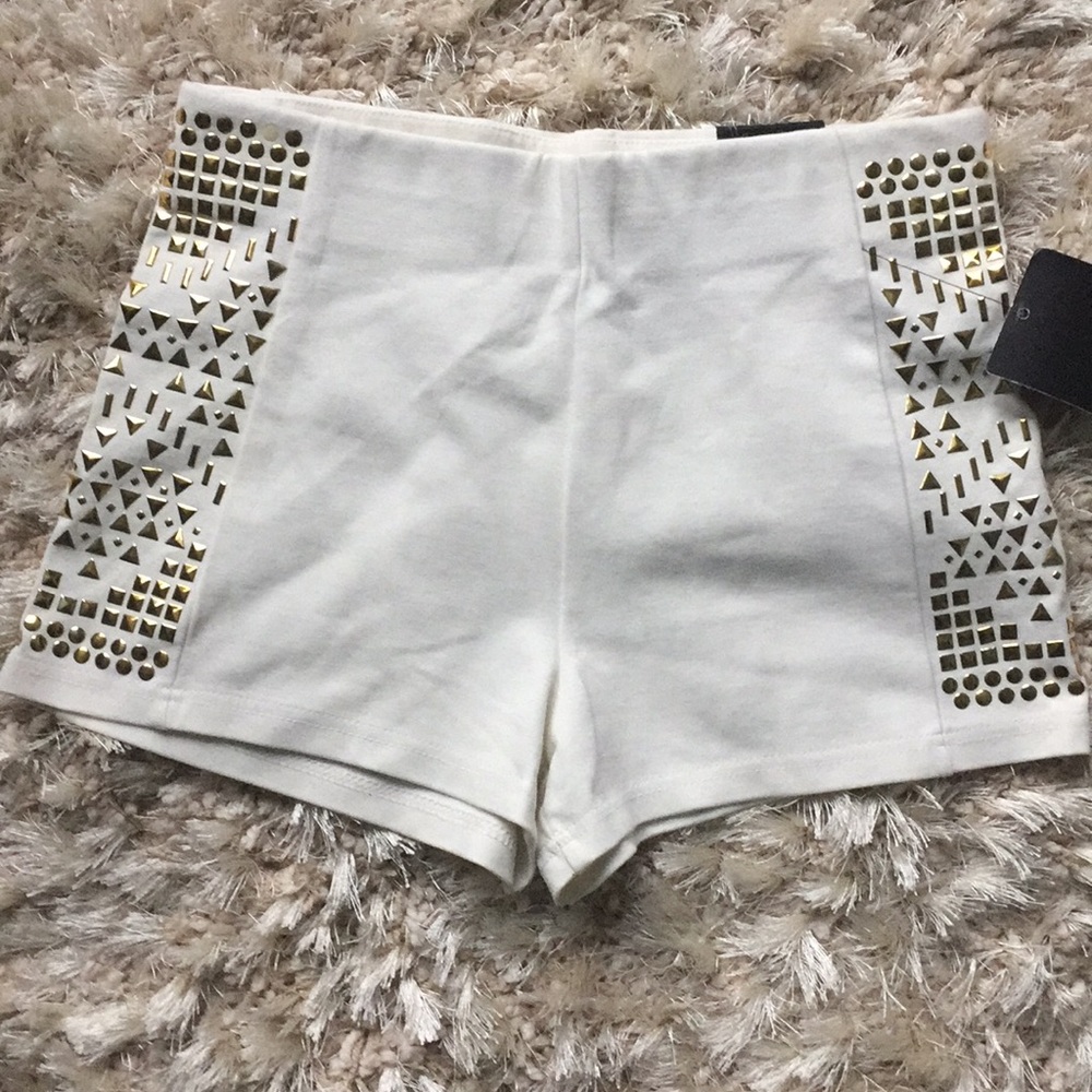 Cream and gold high waisted shorts NWT